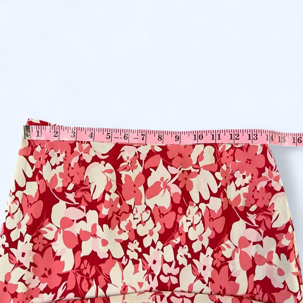 Vintage Y2k Silk Maxi Skirt Sleeveless Top Set Red Pink Floral Romantic 2000s - Picture 5 of 8